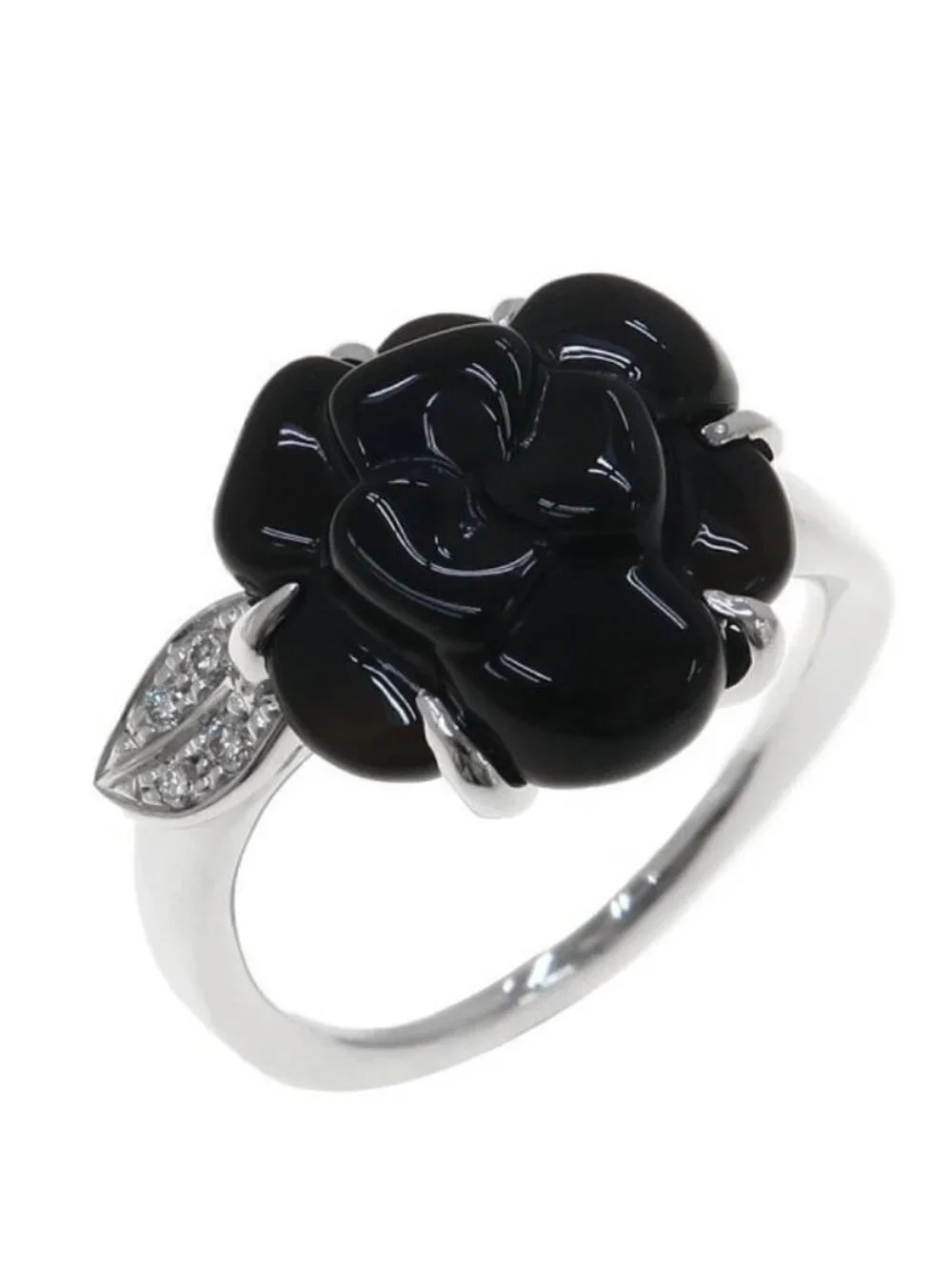 Chanel Camellia Ring Onyx & Diamond 46